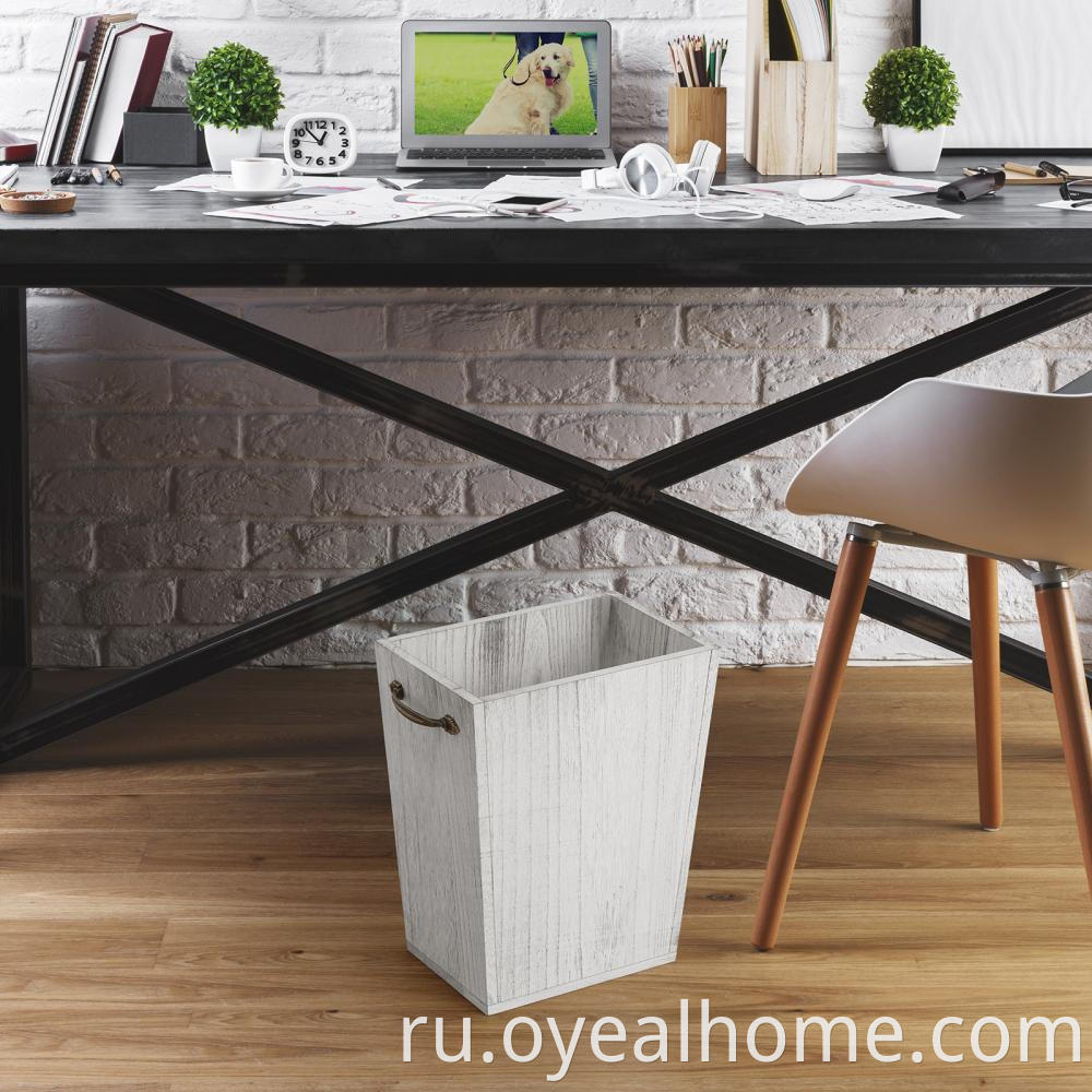 Rustic Wood Trash Can For Bedroom Bathroom Livingroom